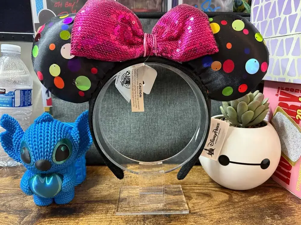 Disney Parks NWT Rock the Dots Ears with Pink Sequin Bow